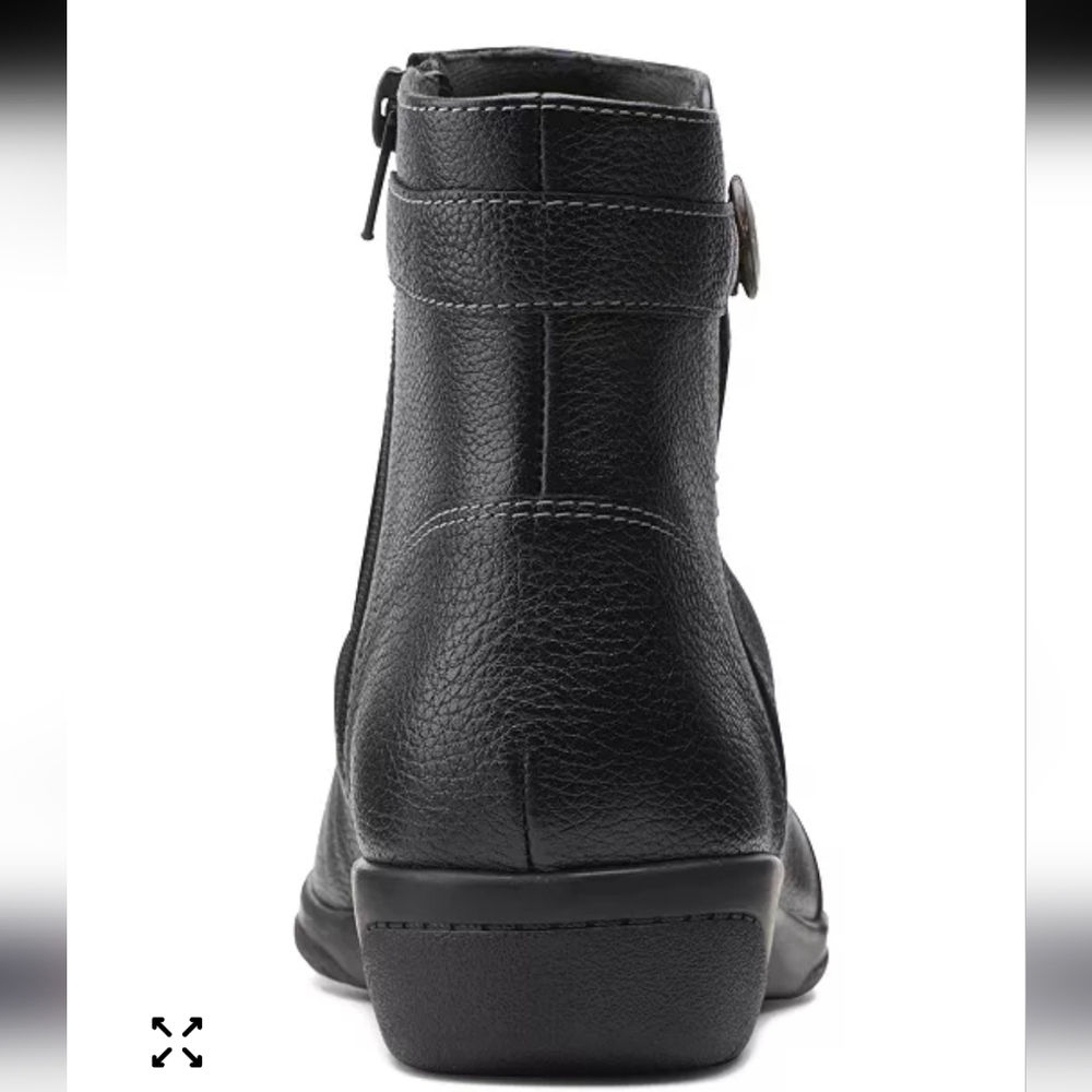 Clarks Collection Women's Cheyn Zoe Black Leather Ankle Boots Size 8W Comfort - Picture 4 of 12